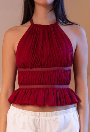 Chiffon Wrap Top Wine