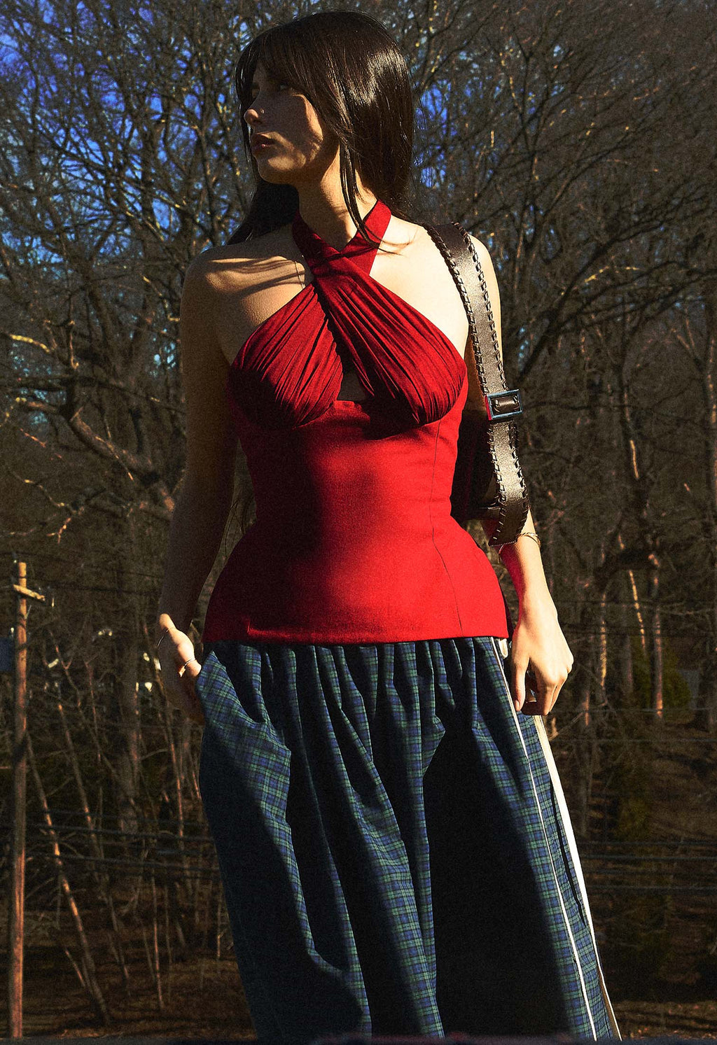 Sculpted Halter Top Red