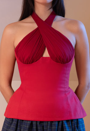 Sculpted Halter Top Red