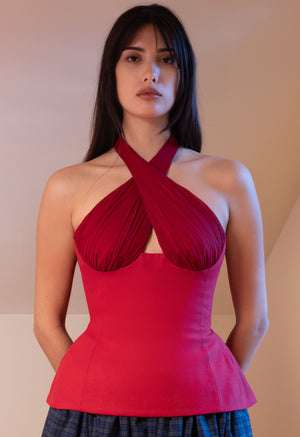 Sculpted Halter Top Red